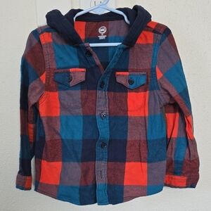 Wonder Nation Kids Plaid Button Down Shirt - Red and Blue